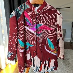Citron top rust red bright bird design size medium